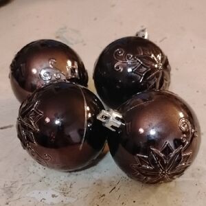 Elegant Brown Decorative Orbs Holiday Ornaments Of 4